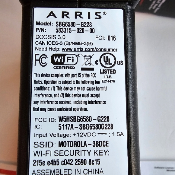Motorola Arris Surfboard Modem/WiFi Router N300 Dual Band Model SBG6580 - Picture 3 of 12